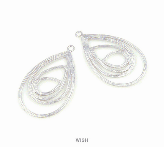 Teardrop in Teardrop Pendants in Matte Rhodium, Teardrop Charms / MMRH-036-P