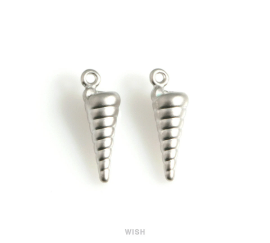 Unicorn Horn Pendants in Matte Rhodium, Horn Charm /MMRH-583-P