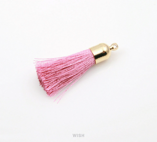 Pink Thread Tassel with Bell Cap in Gold/ TPKG-001-T (Small)