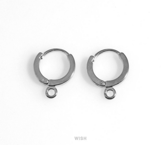 Small Clip Hoop Earrings in Rhodium, Sleeper Hoop Earrings / FRH-029-E2