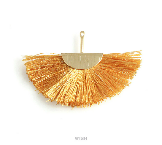 Semicircle Gold Thread Tassel in Gold, Semicircular Gold Thread Pendant /TGDG-009-T