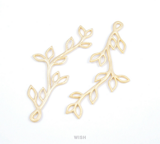 Twig Branch Pendants in Matte Gold, Twig Charm / MMG-077-P