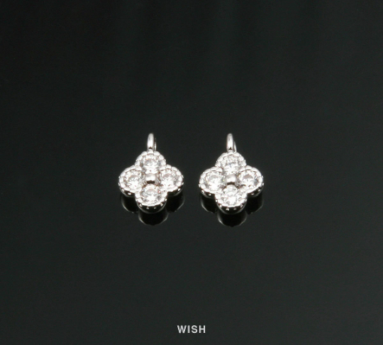 Silver Four Leaf Clover Pendant with 4 Cubic Zirconia, CZ Clover / CRH-054-P