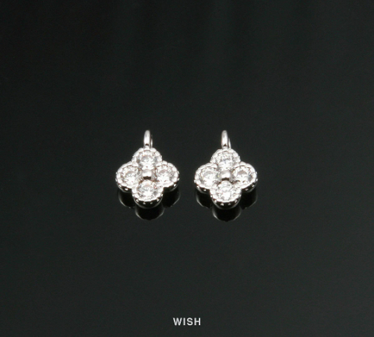 Silver Four Leaf Clover Pendant with 4 Cubic Zirconia, CZ Clover / CRH-054-P