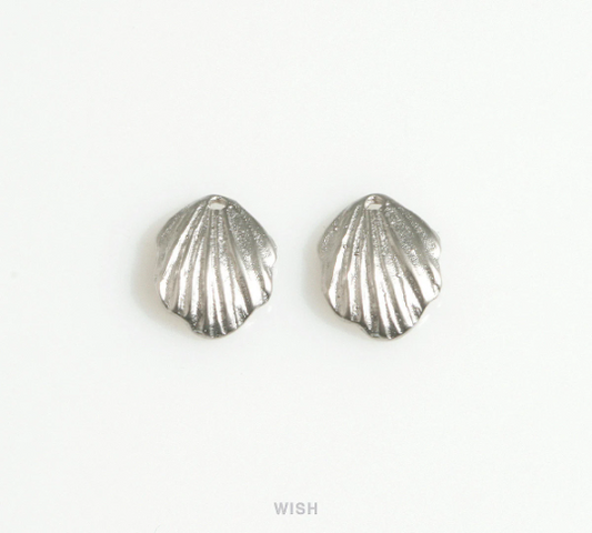 Small Seashell Charm in Matte Rhodium, Seashell Pendant / MMRH-679-P
