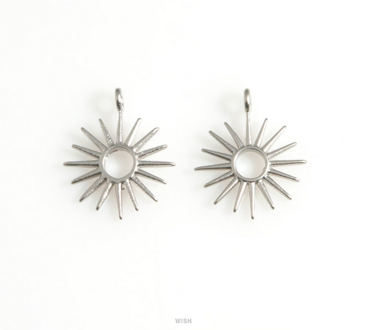 Sun Pendants in Matte Rhodium, The Sun Charm / MMRH-624-P