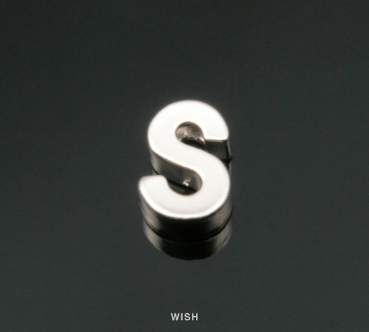 Upper Case Letter "S" in Matte Rhodium, Capital Letter "S" / MMRH-001-B (S)