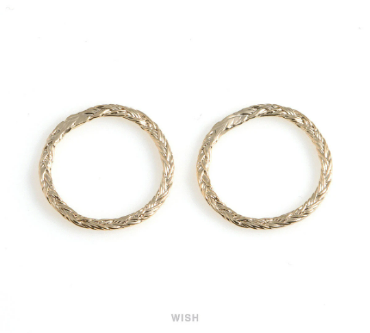 Rope Circle Pendants in Matte Gold, Straw Rope Circle Charms /MMG-577-P