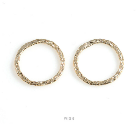 Rope Circle Pendants in Matte Gold, Straw Rope Circle Charms /MMG-577-P