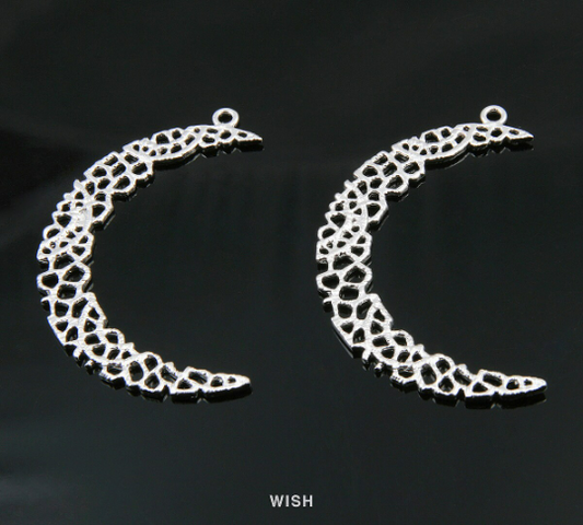 Mesh Crescent Pendant in Matte Rhodium, Crescent Charm / MMRH-334-P