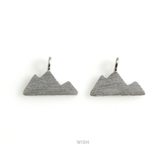 Mountain Pendants in Matte Rhodium, 3 Peak Mountain Charm / MMRH-489-P