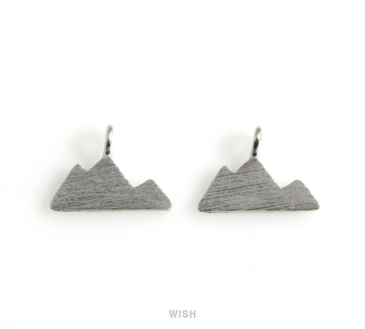 Mountain Pendants in Matte Rhodium, 3 Peak Mountain Charm / MMRH-489-P