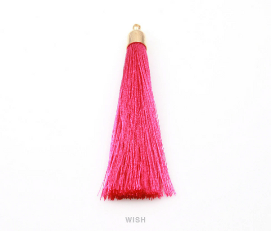 Fuchsia Thread Tassel with Bell Cap in Gold / TFSG-003-T (Large)