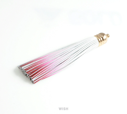 Maroon Gradation Leather Tassel with Gold Bell Cap, Maroon White Tassel / LMGG-006-T
