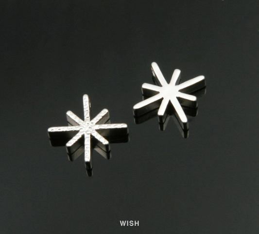 Snowflake Pendant in Matte Rhodium, Snow Crystal Charm / MMRH-264-P