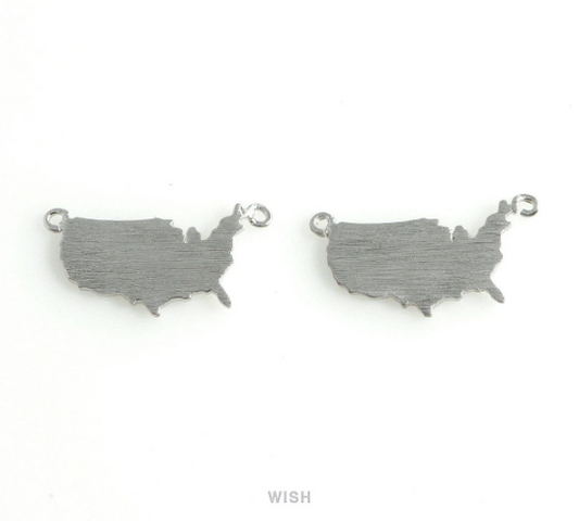 United States Pendants in Matte Rhodium, America Map Charm / MMRH-451-P