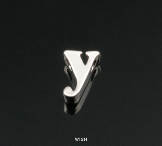 Lower Case Letter "y" in Matte Rhodium, Small Letter "y" / MMRH-002-B (y)