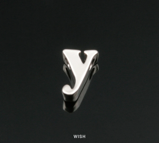 Lower Case Letter "y" in Matte Rhodium, Small Letter "y" / MMRH-002-B (y)