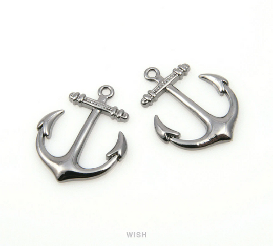 Large Anchor Pendants in Gunmetal, Anchor Charms / MGM-144-P