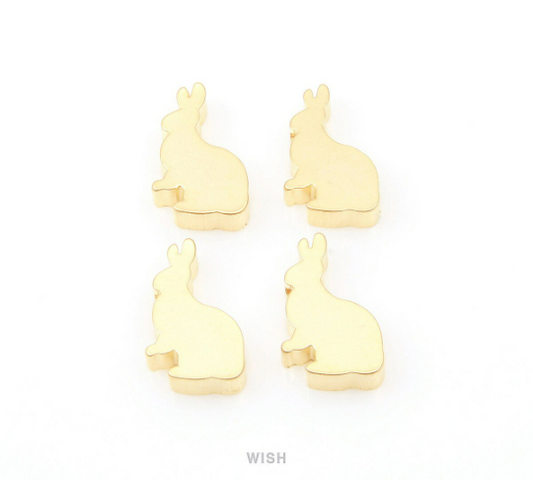 Rabbit Beads Pendants in Matte Gold, Bunny Beads /MMG-080-B