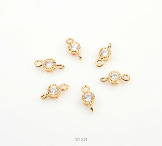 Round Cubic Zirconia Connector in Gold, Round Shape Cubic Zirconia / CG-047-P
