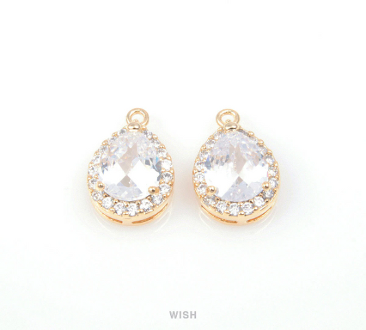 Teardrop Cubic Zirconia Pendants in Gold, 19 Sub Cubic Zirconia / CG-033-P (Medium)