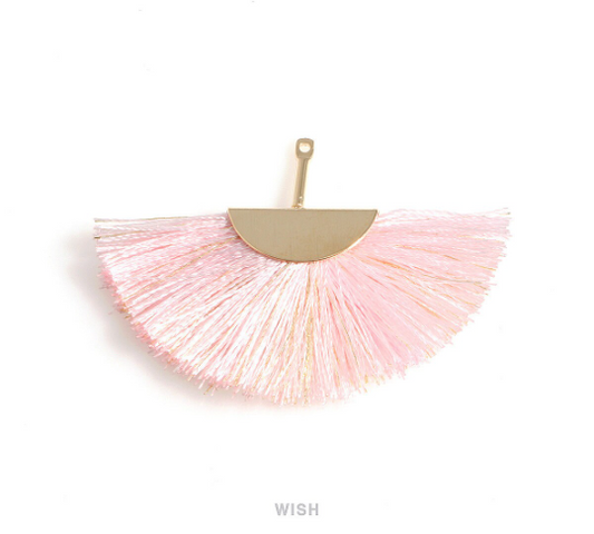 Semicircle Pink and Gold Thread Tassel in Gold, Semicircular Pink Thread Pendant / TPKG-009-T