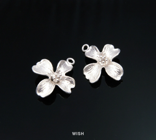 Orchid Flower Connectors in Matte Rhodium, Flower Charms / MMG-128-C