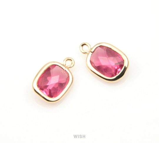 Ruby Rectangle Pendants in Gold, Framed Rectangle Pendant / GRBG-100-C