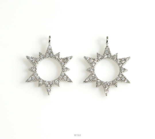 The Sun Pendants with Cubic Zirconia in Rhodium / CRH-090-P