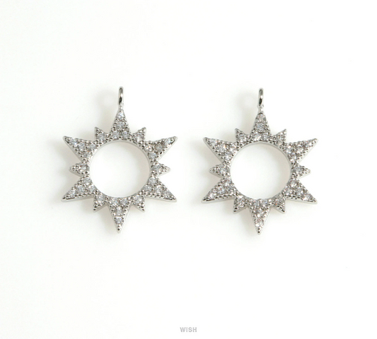The Sun Pendants with Cubic Zirconia in Rhodium / CRH-090-P