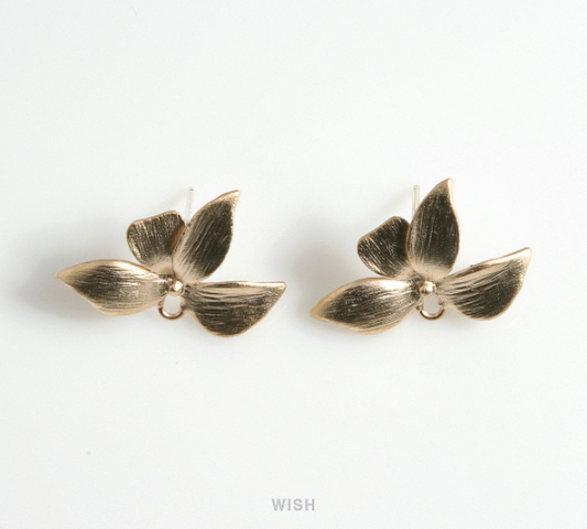 Orchid Leaf Stud Earrings in Matte Gold, Orchid Stud Earrings / MMG-586-E