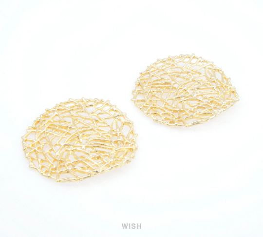 Round Bird Nest Pendants in Matte Gold, Bush Charms / MMG-091-P