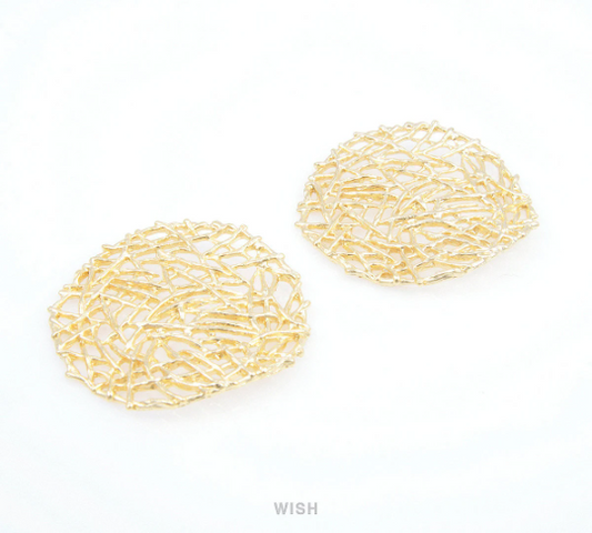 Round Bird Nest Pendants in Matte Gold, Bush Charms / MMG-091-P