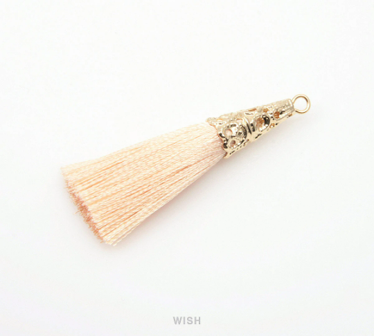 Peach Thread Tassel with Cone Cap in Gold / TPCG-004-T