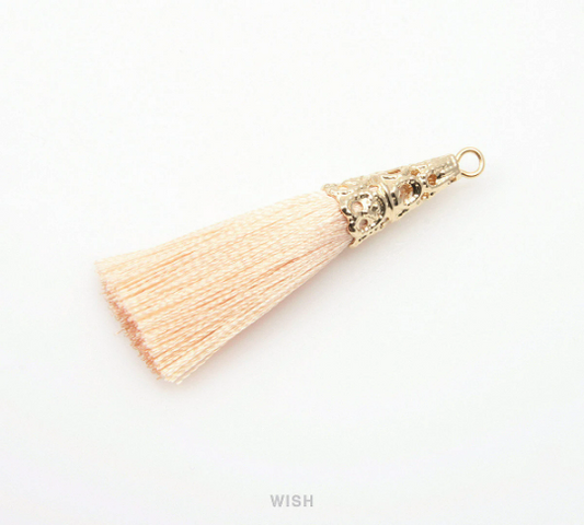 Peach Thread Tassel with Cone Cap in Gold / TPCG-004-T