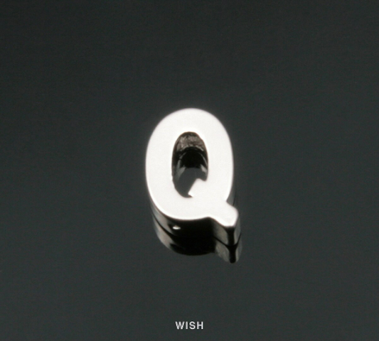 Upper Case Letter "Q" in Matte Rhodium, Capital Letter "Q" / MMRH-001-B (Q)