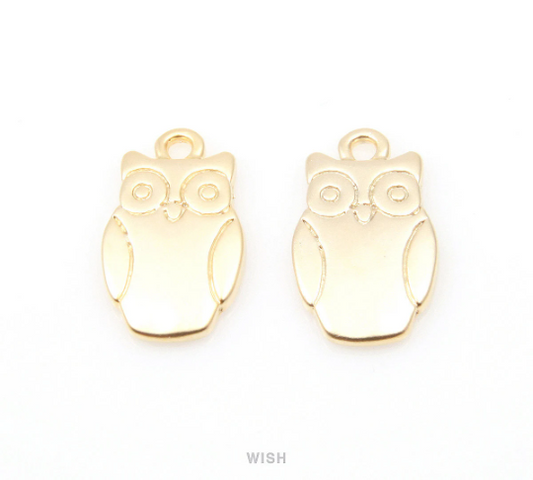 Owl Pendants in Matte Gold, Bird Charms / MMG-020-P
