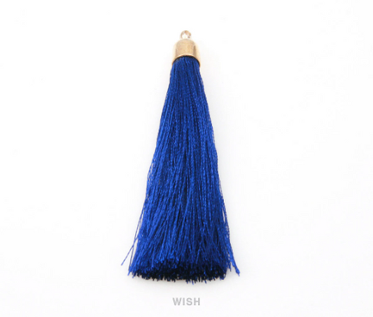 Navy Thread Tassel with Bell Cap in Gold / TNVG-003-T (Large)