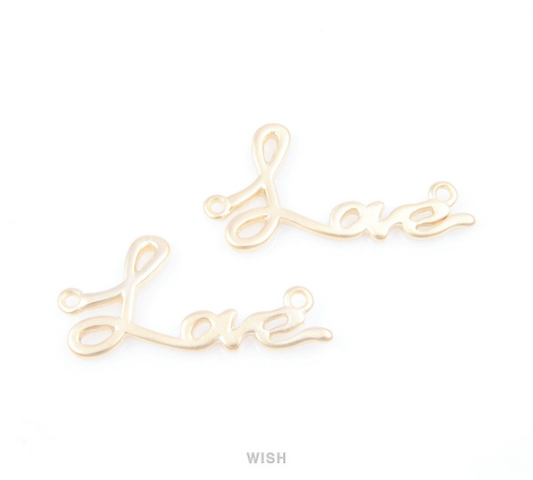 Love Words Pendants in Matte Gold, Love Letter Charms / MMG-050-P