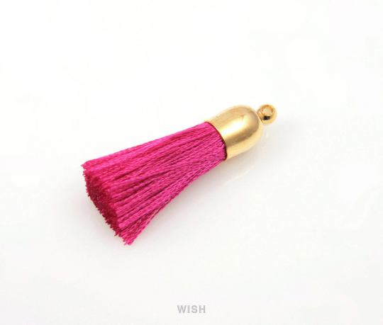 Fuchsia Thread Tassel with Bell Cap in Gold /TFSG-001-T (Small)