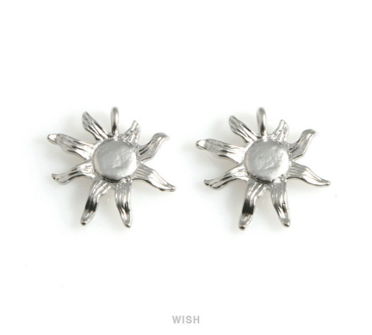 Sunflower Pendants in Matte Rhodium, Sunflower Charm / MMRH-580-P