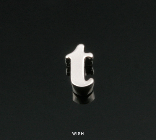 Lower Case Letter "t" in Matte Rhodium, Small Letter "t" / MMRH-002-B (t)