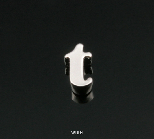 Lower Case Letter "t" in Matte Rhodium, Small Letter "t" / MMRH-002-B (t)