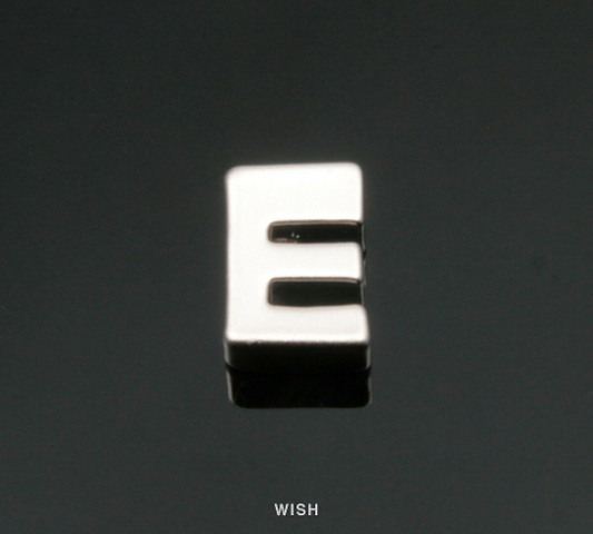 Upper Case Letter "E" in Matte Rhodium, Capital Letter "E"/ MMRH-001-B (E)