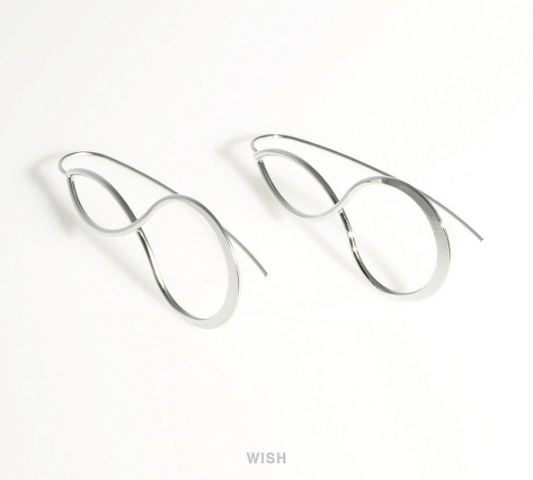 Infinity Dangle Hook Earrings in Matte Rhodium, Infinity Hook /MMRH-420-E (4pcs)