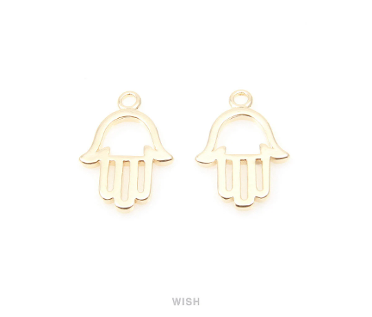 Hamsa Pendants in Gold, Hands Charms / MG-012-P