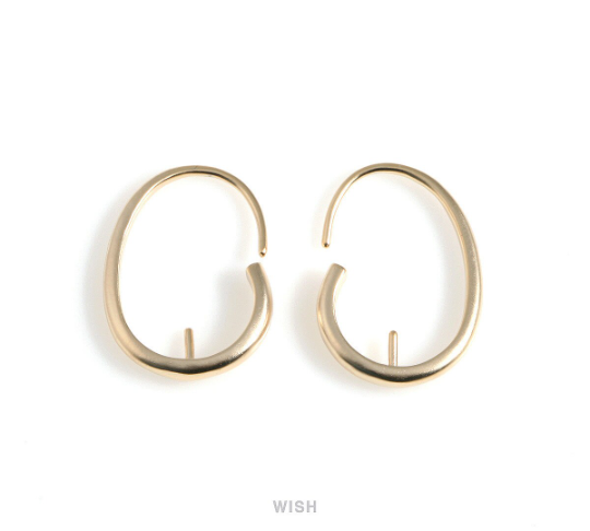 Kidney Hook in Matte Gold, Kidney Bean Hook Earrings / FMG-558-E