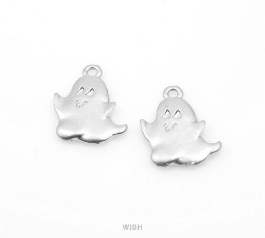 Ghost Pendant in Matte Rhodium, Ghost Charm / MMRH-224-P