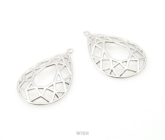 Teardrop Pendants in Matte Rhodium, Teardrop Charms / MMRH-008-P